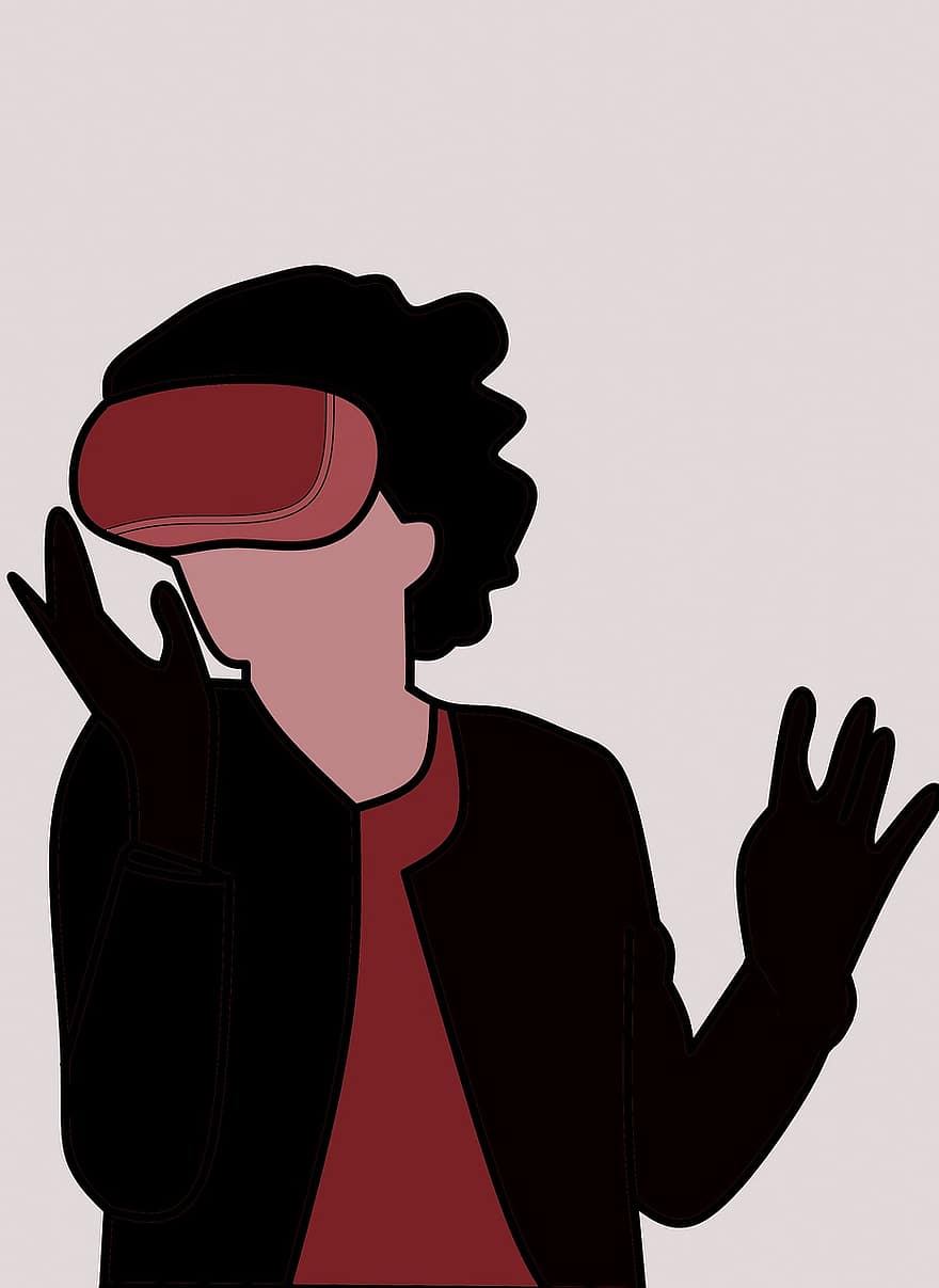 VR, 현실, 가상의, 헤드폰, 여자, 경기, 경험, 고글, 사람, 디지털, 똑똑한