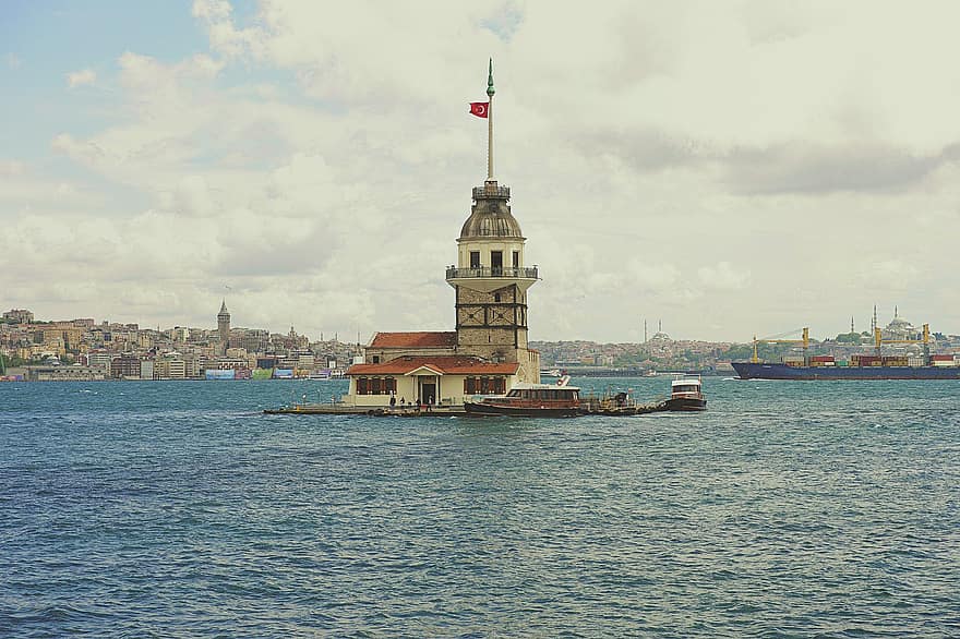 torre, viatjar, turisme, arquitectònic, Istanbul, gall dindi, aigua, lloc famós, arquitectura, vaixell nàutic, paisatge urbà
