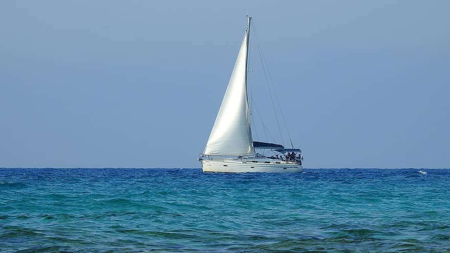 båt, fartøyet, seiling, seile, yacht, vind, mast, hav, marine, horisont, nautisk