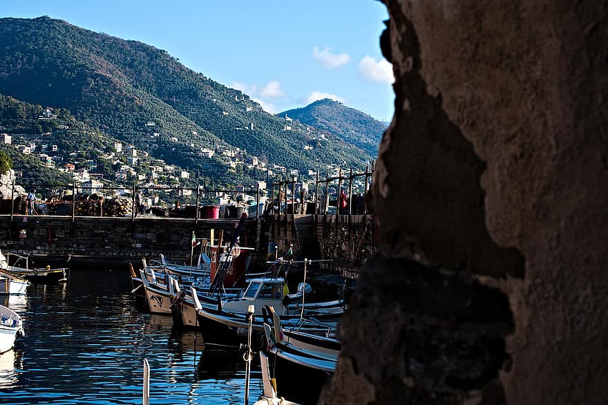 лодки, кей, порт, пристанище, Камоли, Реко, Лигурия, Генуа, вода, плавателен съд, пътуване