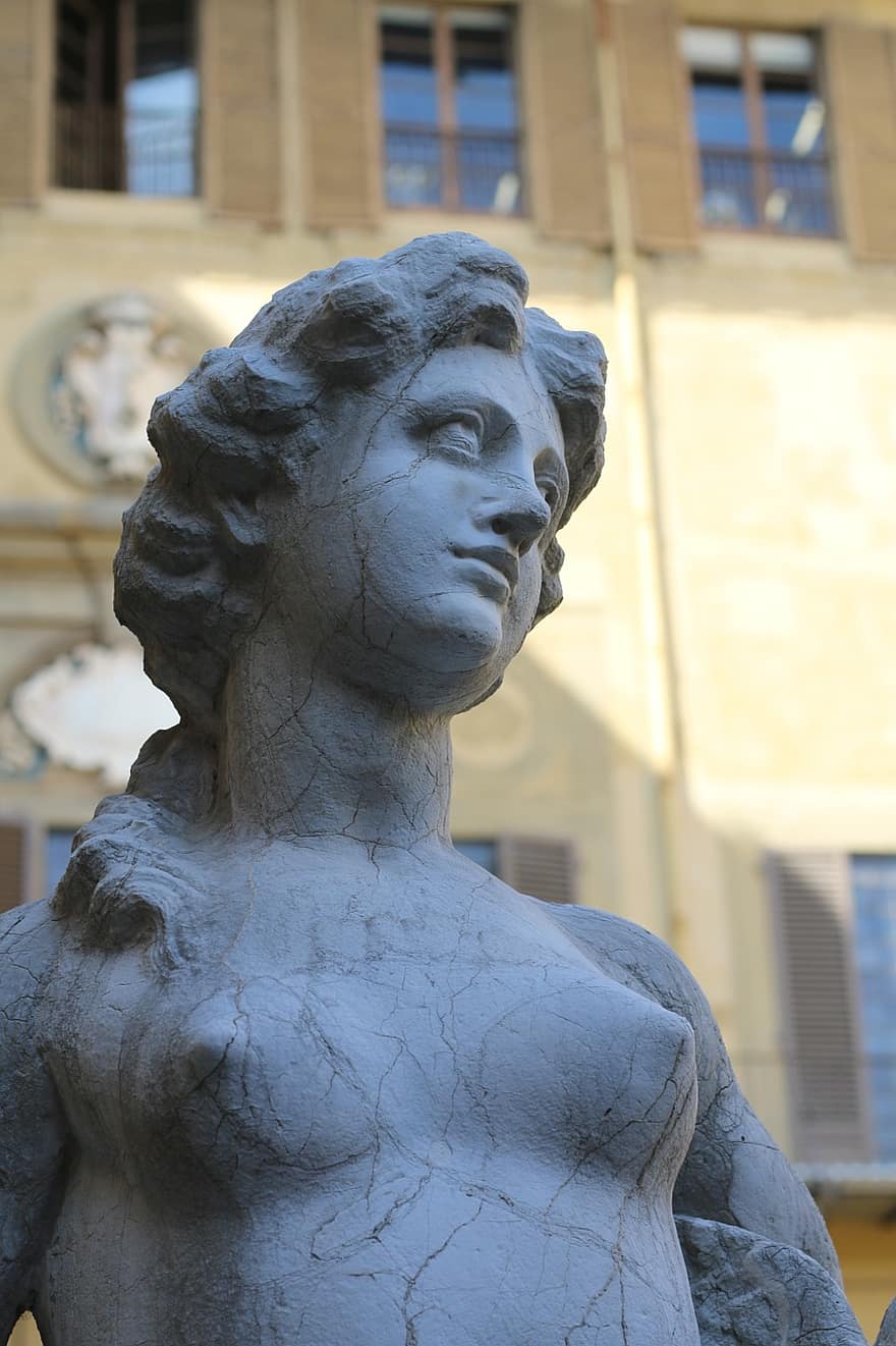 statua, ogród, żeński posąg