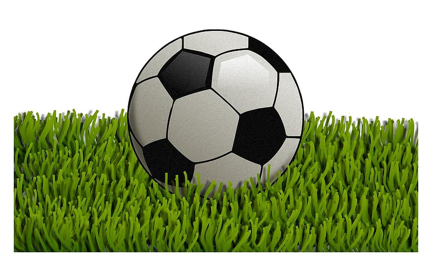 míč, Fotbal, tráva, trávník, zahrada, hrát si, sport, stadión, zelená, ilustrace
