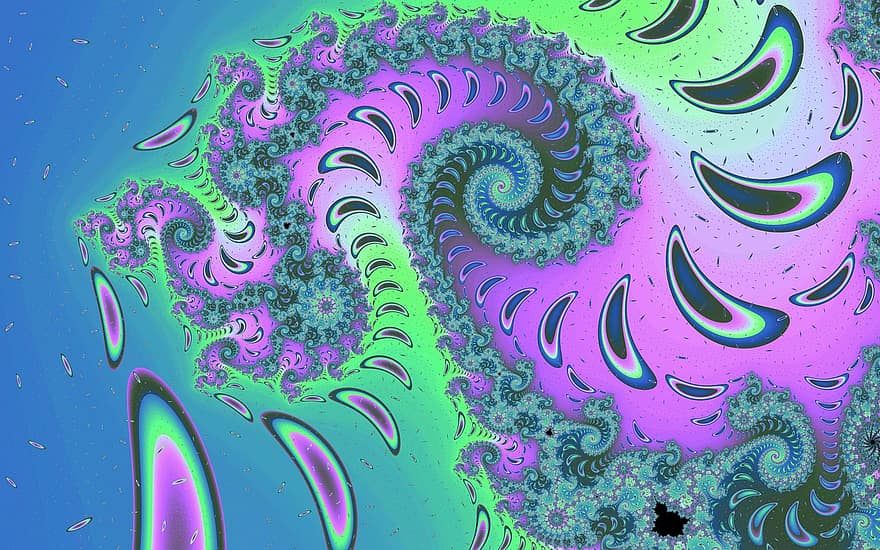fractal, Art º, espiral, púrpura, verde, moderno, suave, obra de arte, modelo, resumen, ilustración