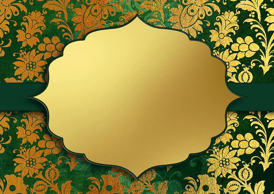 Background Image, Gold, Floral, Frame, Pattern, Copy Space, Decorative, Template, Invitation, Map, Wedding