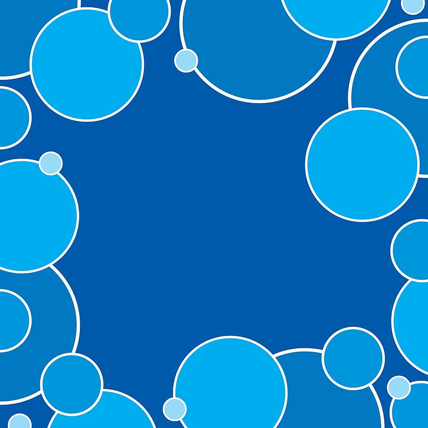 Bordo del cerchio, confine, sfondo, cerchi, forme, astratto, blu, Bordo blu