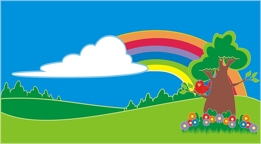 natuurlijk, wolk, veld-, gras, plakboek, buiten, kleur, weer, hemel, natuur, regenboog