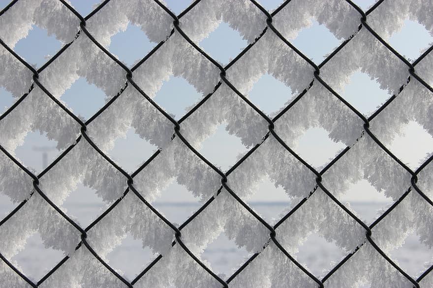Fence, Snow, Frost, Chain Link, Frozen, Ice, Cold, Winter, Fencing, Chain Link Fencing, Woven Fence