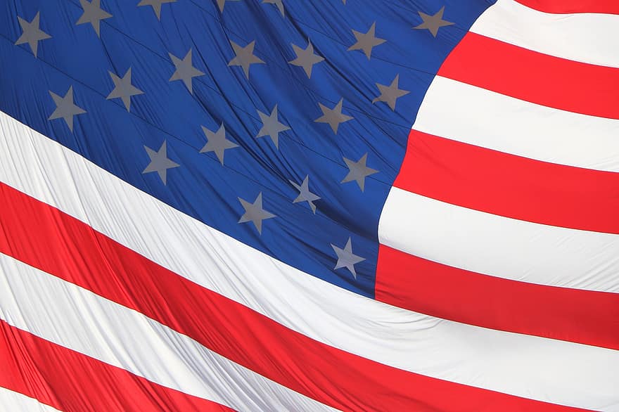bandera, EUA, americà, patriòtica, billow, onades, plecs, drap, bandera americana, bandera de nosaltres, Estats Units