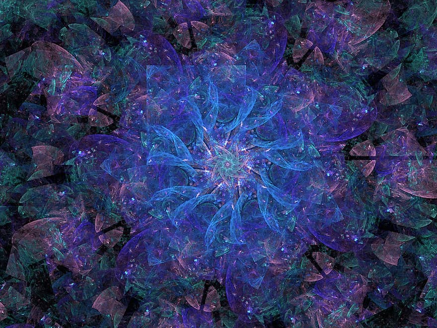 behang, achtergrond, abstract, fractal, blauw, elektrisch, Purper, roze, bloem