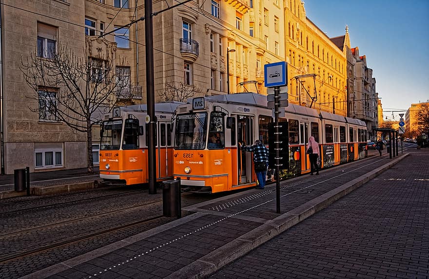 transportmidler, by, rejse, turisme, by-, Europa, offentlig transport, budapest, ungarn, byliv, arkitektur