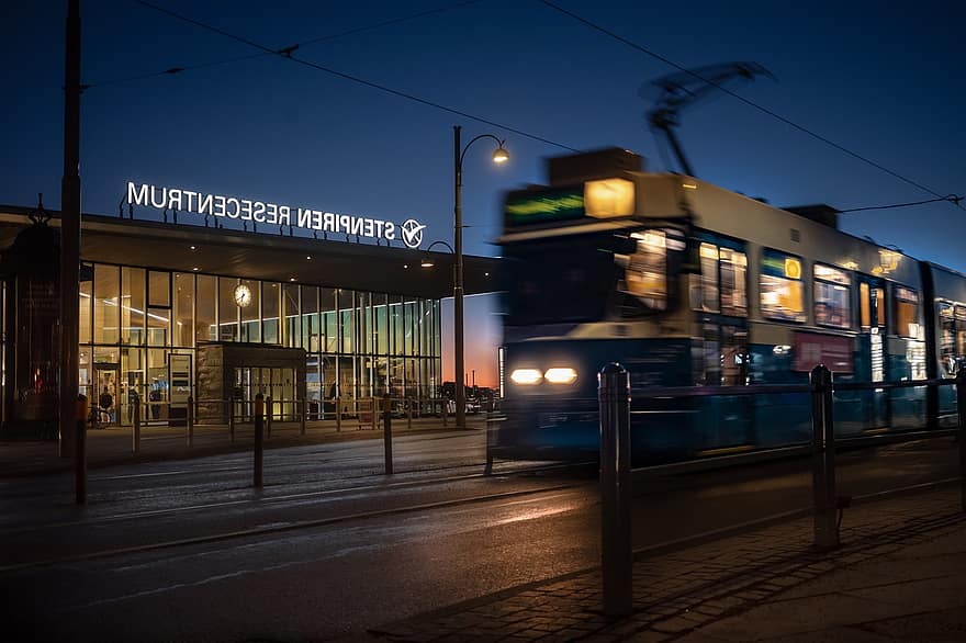 Stenpiren Rescentrum, spårvagnshållplats, spårvagn, resa, transport, station, spårväg, Transitstopp, göteborg, Sverige