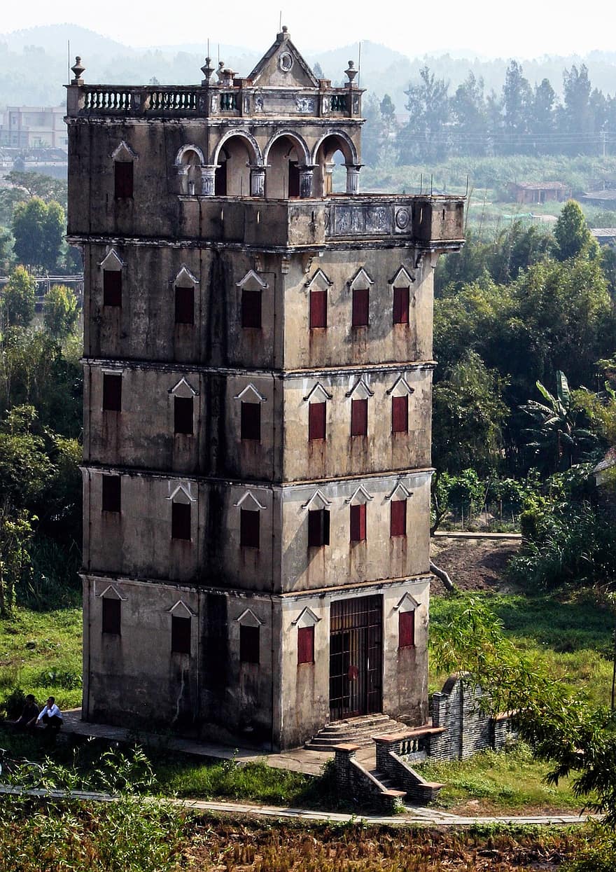 Diaolou, laikrodzio bokstas, tvirtovė, architektūra, Azijoje, Zili kaimas, Guangdongo provincijoje