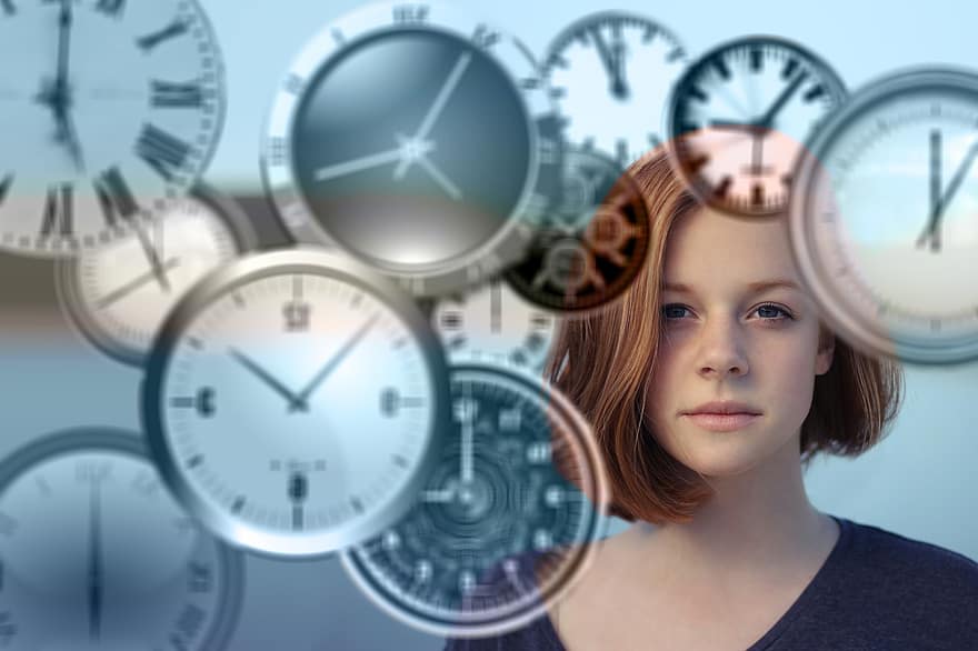 समय, घड़ी, सिर, महिला, चेहरा, राय, आउटलुक, घड़ियों, का समय, व्यापार, नियुक्ति