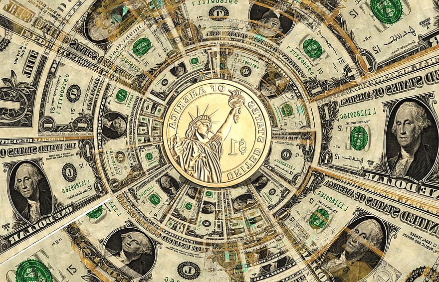 Dollar, Money, Us-dollar, Arrangement, Round, District, Funds, Currency, Finance, Bank Note, Symbol