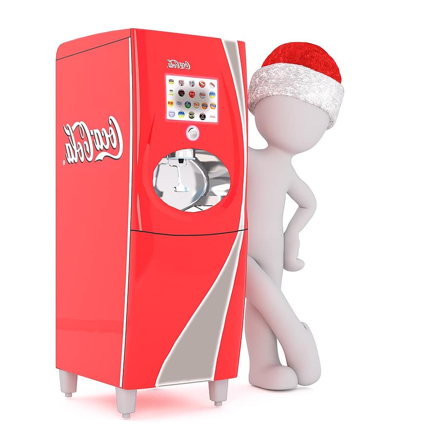 bílý samec, izolovaný, 3D model, Vánoce, klobouk santa, plné tělo, bílý, 3d, postava, cola, Cola automat