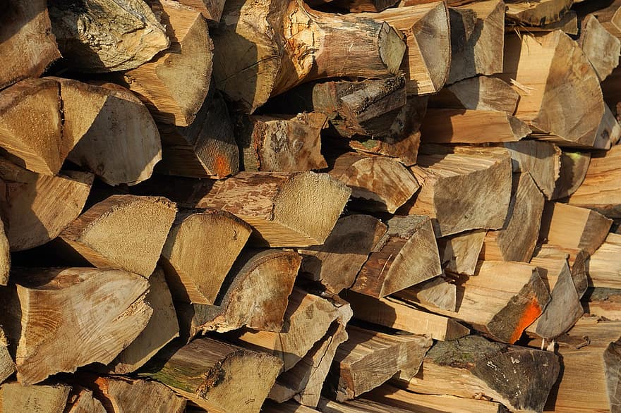 dřevo, palivové dříví, Kousky dřeva, dřevěný, zásobník, protokoly, strom