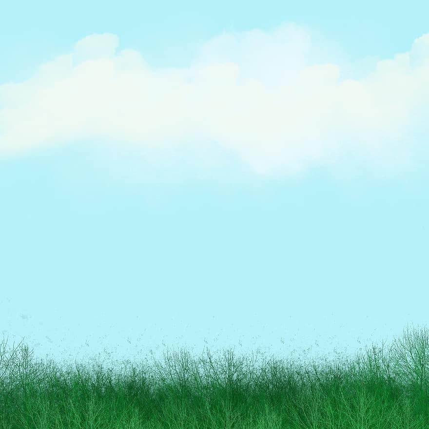 achtergrond, gras, hemel, groen, wolk, wolken, zomer, landschap, natuur, blauwe lucht