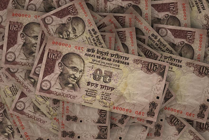 rupias, billete de banco, India, paga, economía, billetes, Mahatma Gandhi, indio, dinero, papel moneda, financiar