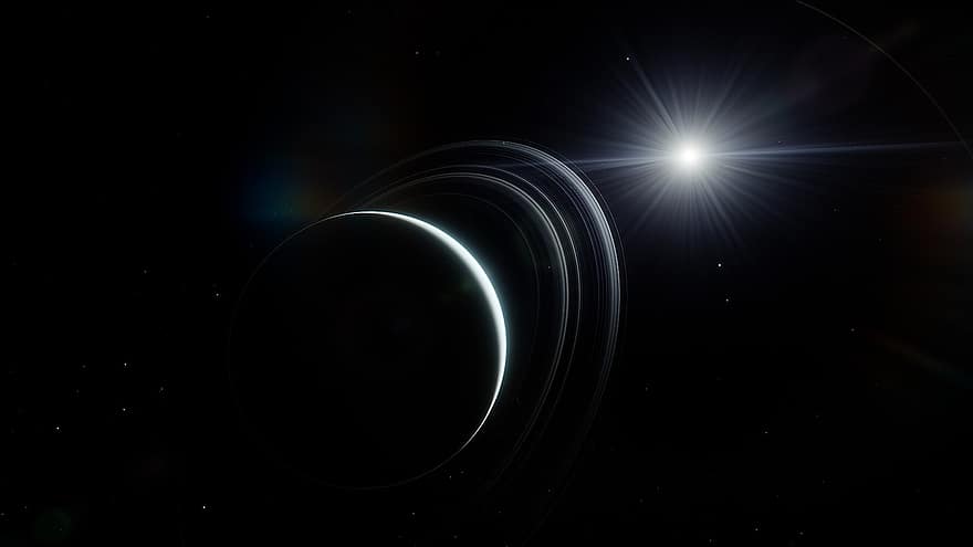 天王星、惑星、スペース、太陽系、光、輝く、宇宙、天文学