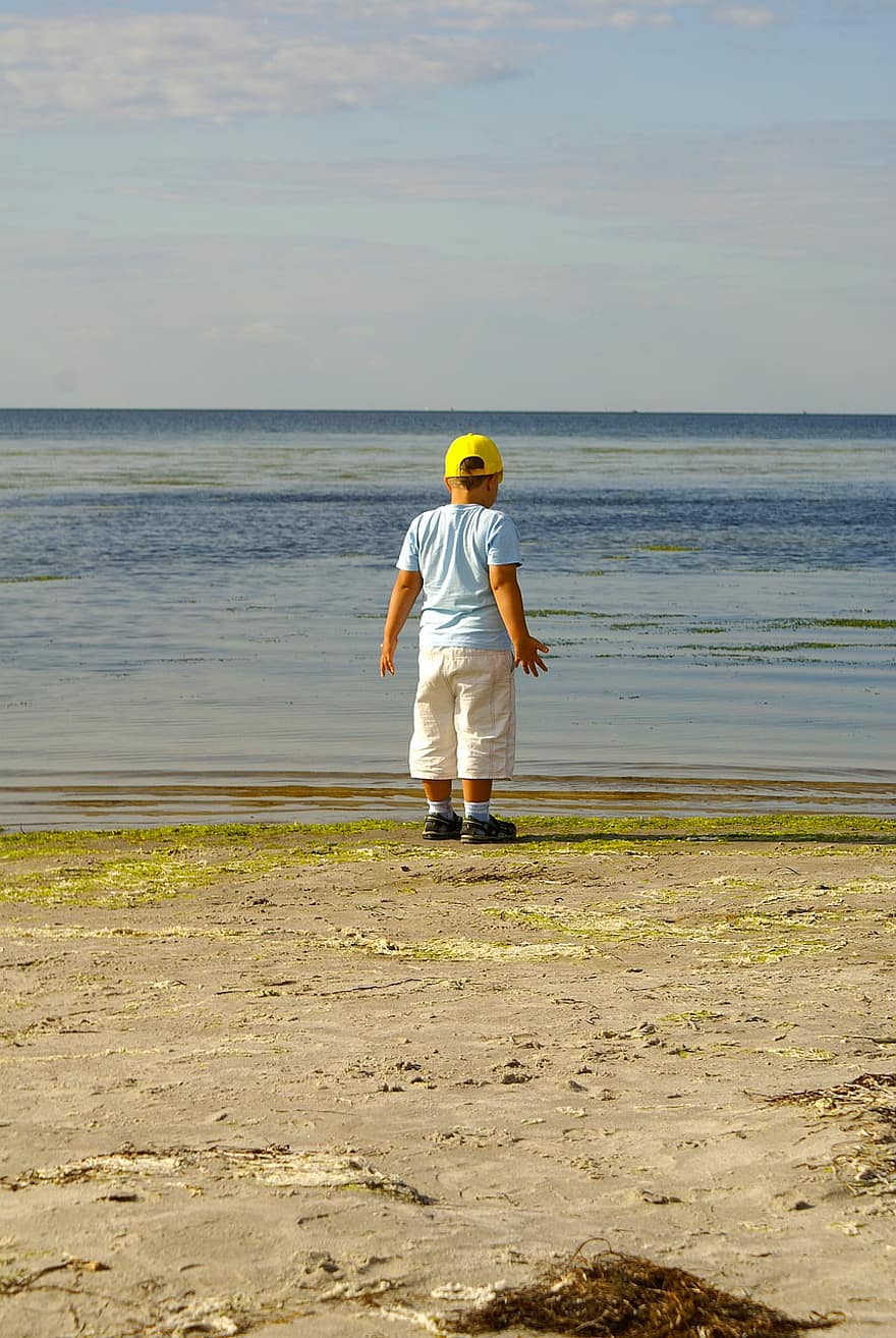 बच्चा, पानी, बीच, रेत, समुद्र, पुरुषों, गर्मी, छुट्टियों, जीवन शैली, एक व्यक्ति, वयस्क