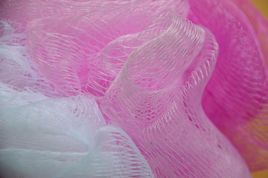 sūklis, šķiedras, plastmasas, sintētiska, tekstūra, rozā krāsa, fona, tuvplāns, modeli, abstrakts, apdare