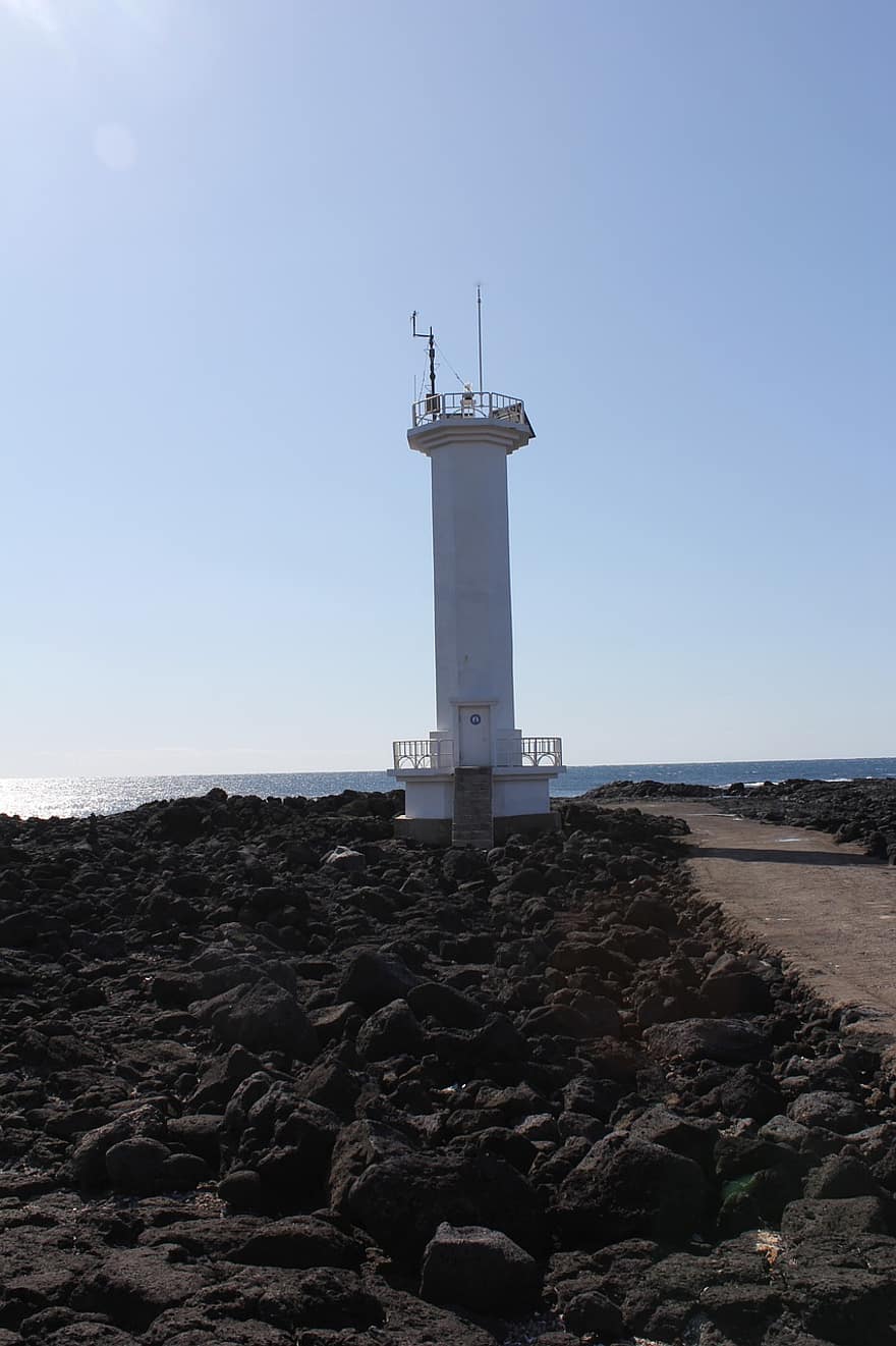mer, phare, l'île de Jeju, coréen