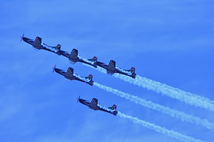luft forestilling, luftfart, flygning, himmel, Silver Falcons Aerobatic Team, Det sørafrikanske luftvåpenet, flying, fly, militær, jagerfly, luftfartøy