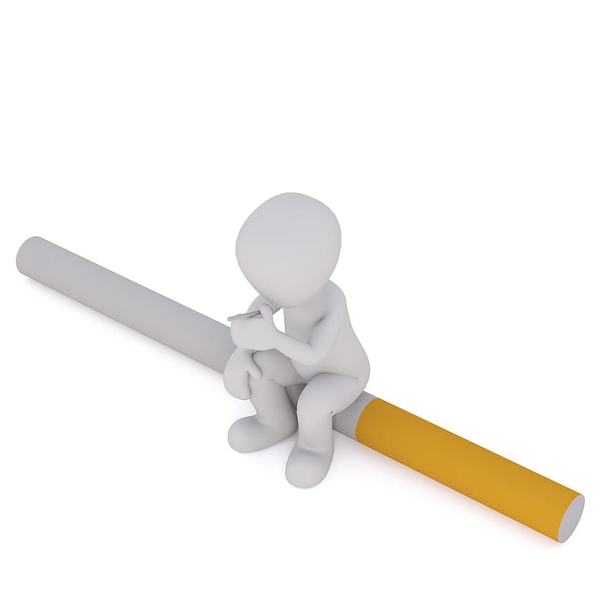 दवाओं, सिगरेट, धूम्रपान, तंबाकू, निकोटीन, बीमार, सिगरेट खत्म, लत, निर्भरता, पुरुषों, 3 डी मॉडल