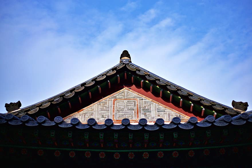 edifici, sostre, arquitectura, tradició, Seül, Corea, desoksugung