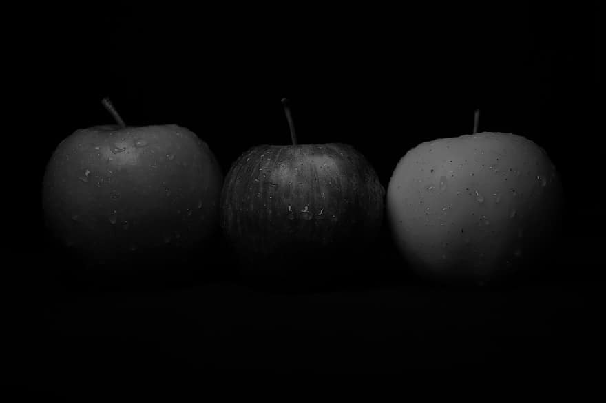 äpplen, frukt, fortfarande liv, äpple, friskhet, mat, äta nyttigt, närbild, mogen, organisk, våt