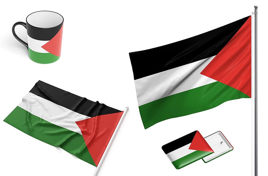land, flagg, Palestina staten, nasjonal, symbol