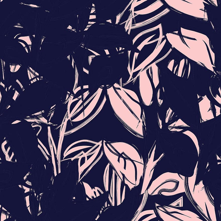 Pink, Navy, Floral, Print, Botanical, Tropical, Seamless, Pattern, Repeat, Flowers, Spring