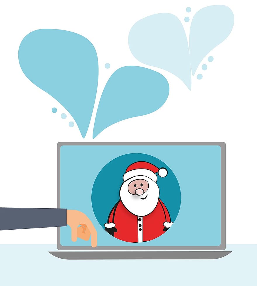 Święty Mikołaj, Mikołaja, komputer, Boże Narodzenie, zakupy, porozumiewanie się