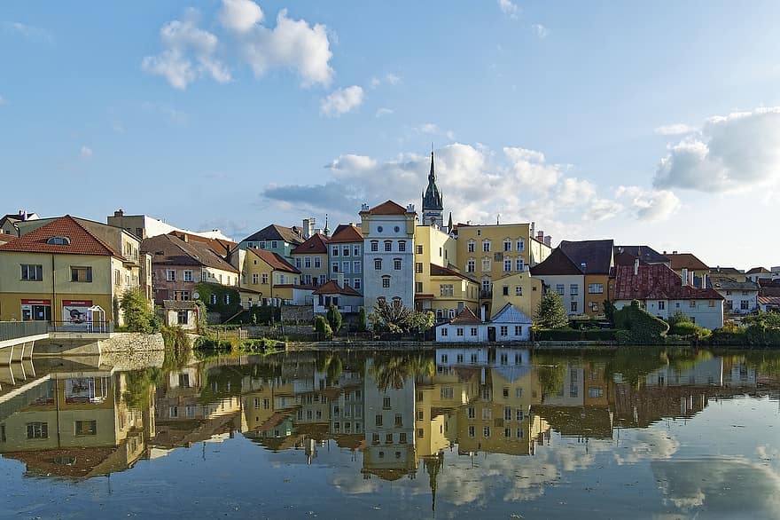 Czech Republic, Neuhaus, Jindřichův Hradec, Bohemia, South Bohemia, City, Historic Center, Historic Centre, Historical, Building, Pond Vajgar