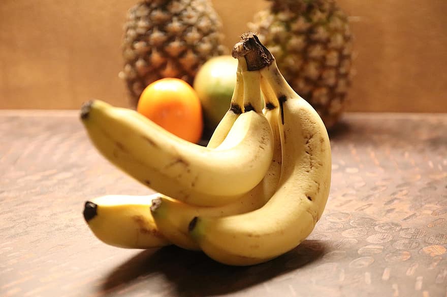 бананы, фрукты, тропический, ананас, кухня, еда