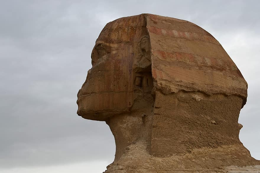 sfinx, egypten, farao, staty, monument, gammal, historisk, sten, skulptur, män, landskap