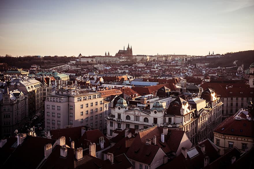 Prága, charles híd, szent vitus székesegyház, székesegyház, Prágai vár, Cseh Köztársaság, Európa, főváros, Praha, torony, történelmi központ