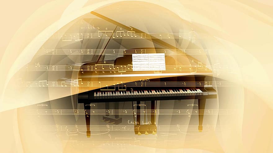 klavír, hudba, poznámky, klávesnice, klavírista, melodie, nástroj, hudební, klasický, vinobraní, výkon