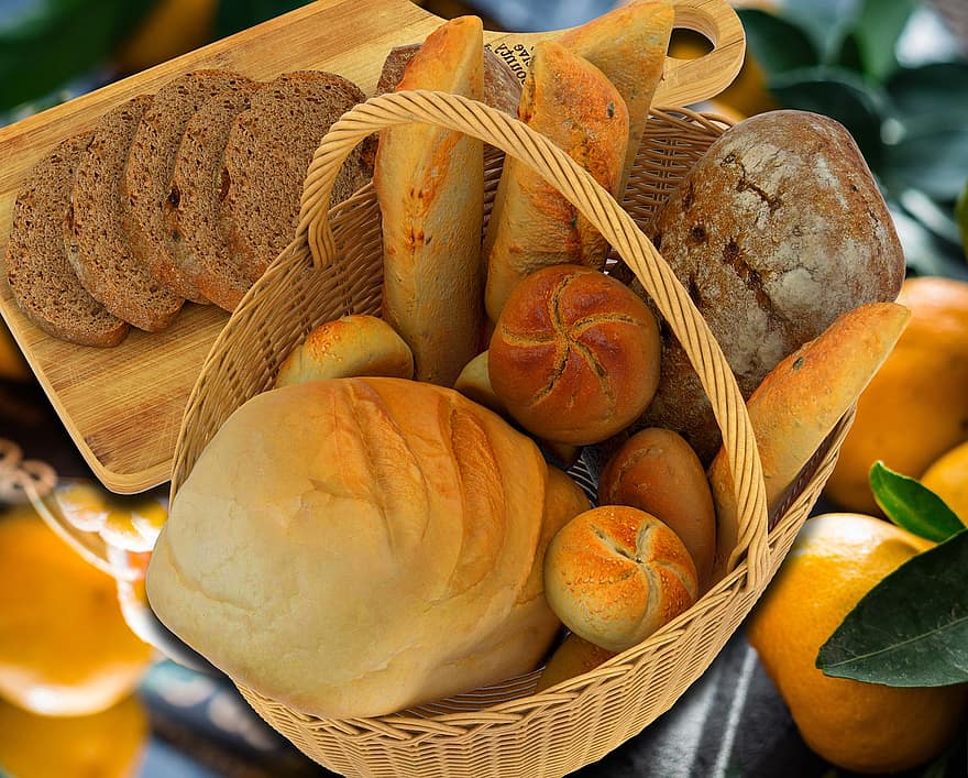chléb, pečený, kůra, vyrobený doma, sacharidů, snídaně, křupavý, jídlo, jídlo fotografie