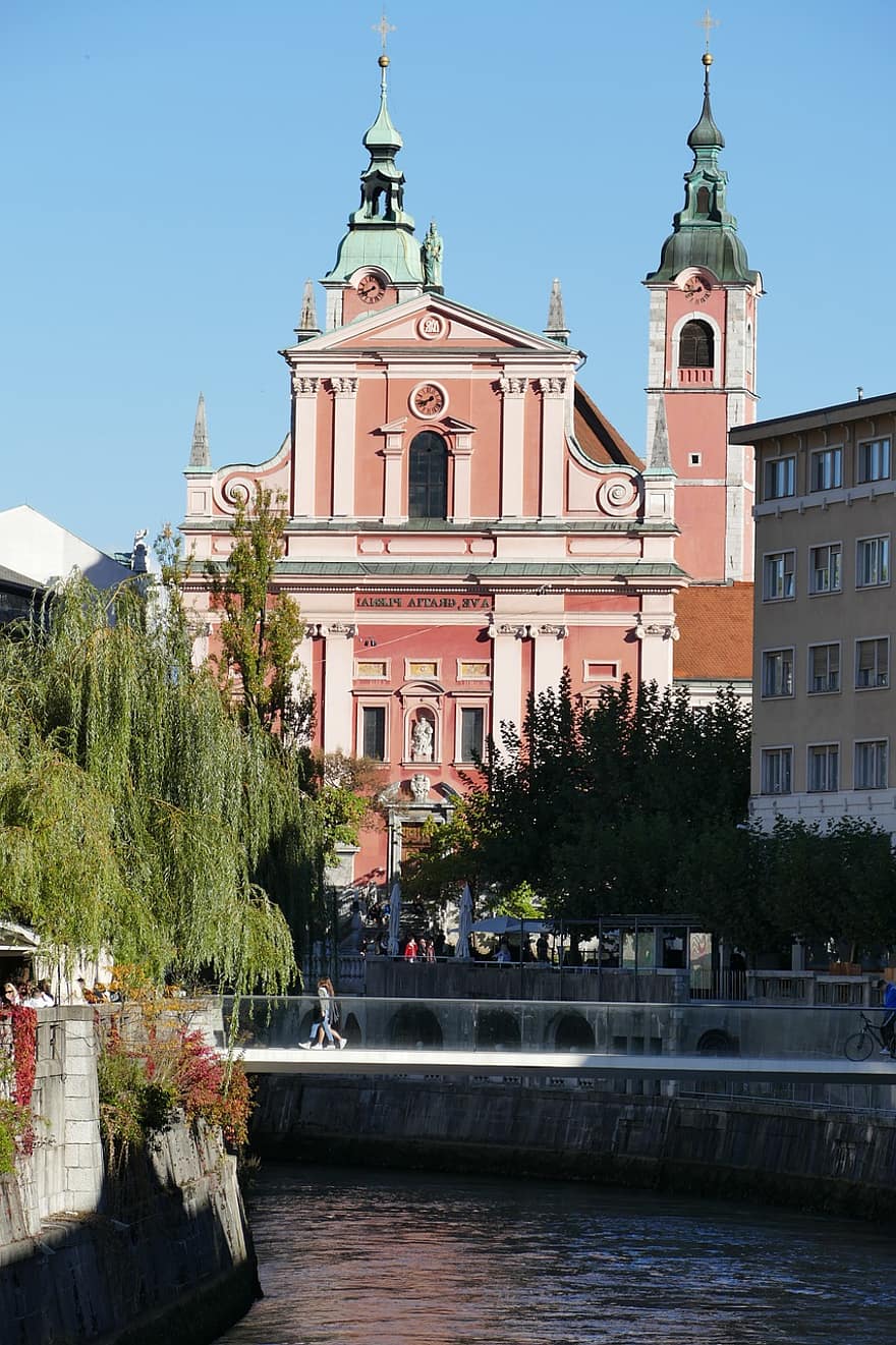 cidade, Palácio, rio, Liubliana, eslovénia, viagem, arquitetura, cristandade, lugar famoso, religião, culturas