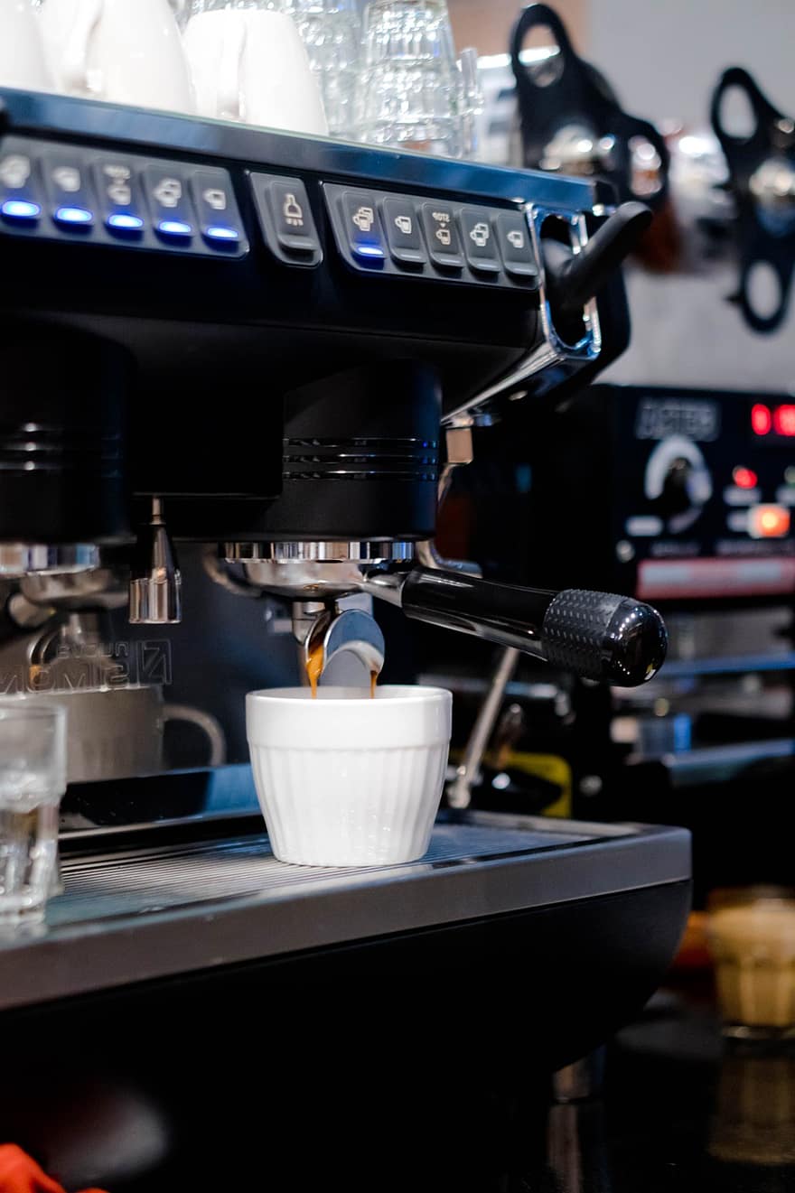 koffiezetapparaat, kop, koffie, barista, koffiekop, cafeïne, espresso, heet, cappuccino, latte, coffeeshop