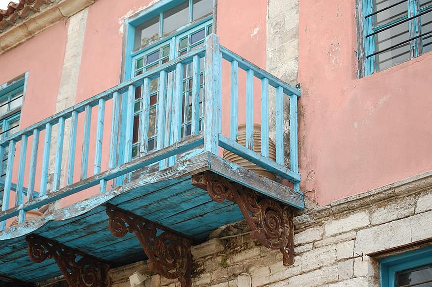 Greece, Balcony, Architecture, House, Window, Street, Building, Travel, Island, Mediterranean