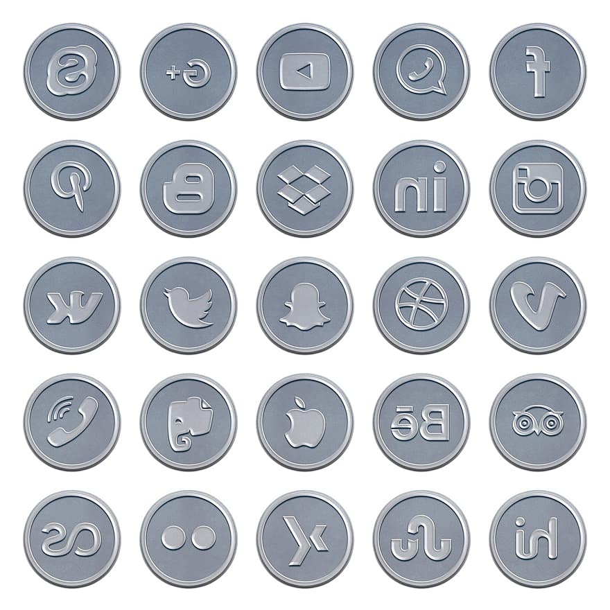 medios de comunicación social, iconos, caucho, símbolo, Internet, en línea, botón, redondo, web, social