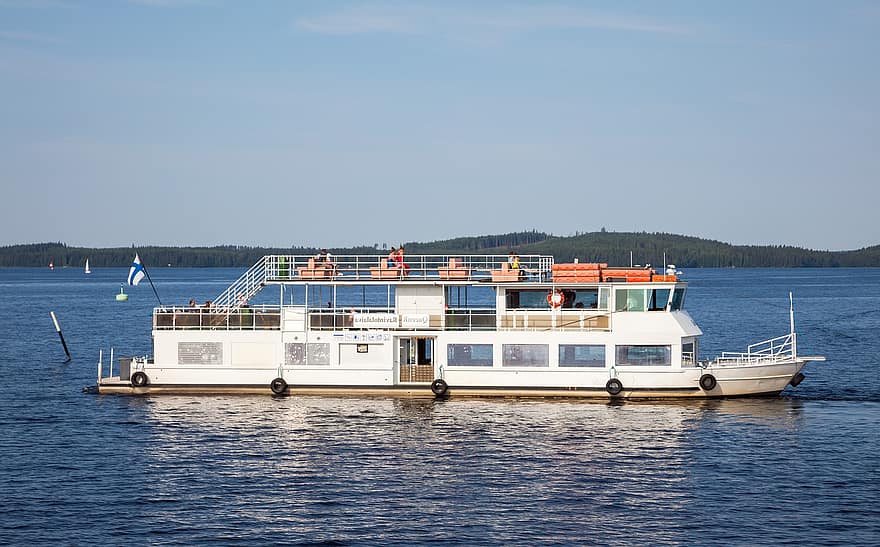Schiff, Restaurant Schiff, Wasserbus, Tourismus, Sommer-, See, Kuopio, Wasserfahrzeug, Transport, Wasser, Reise