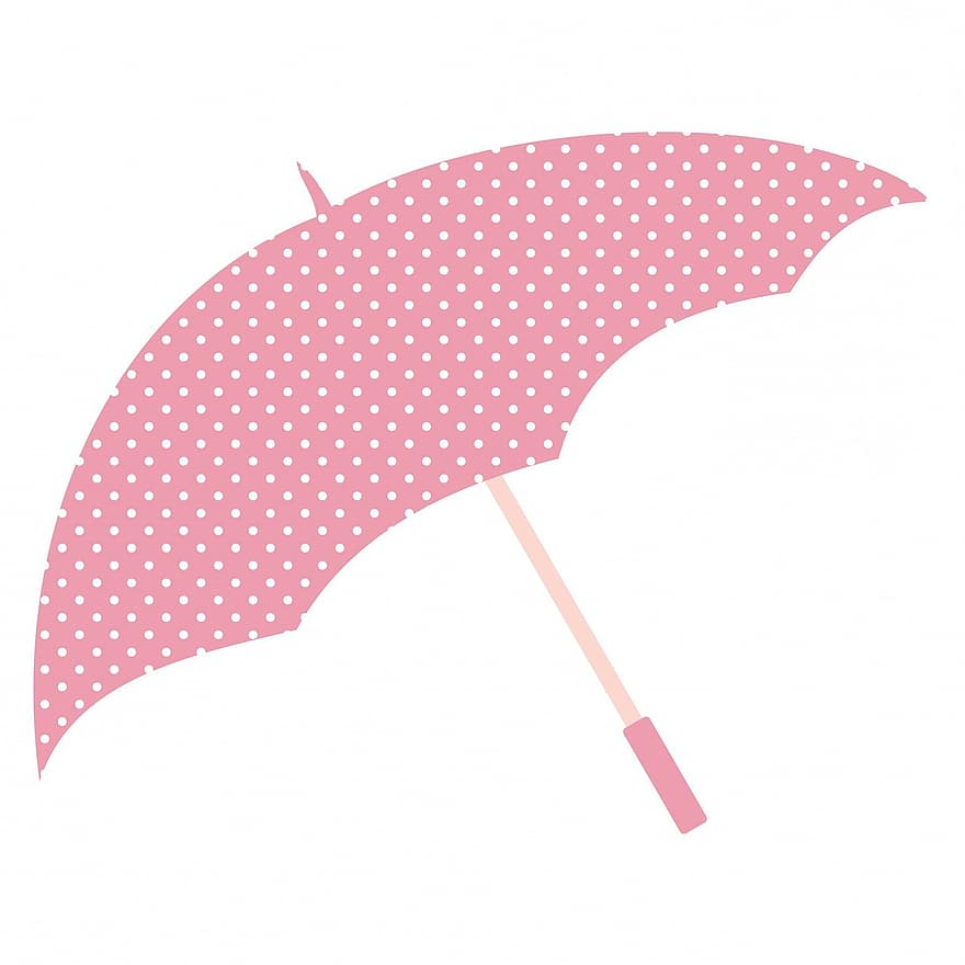 lietussargs, rozā, polka punkti, plankumi, gudrs, balts