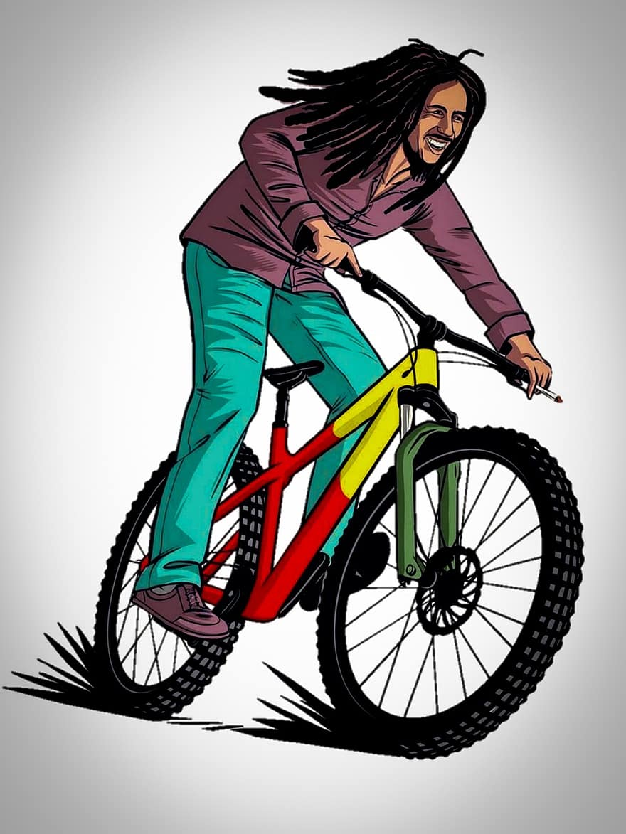 Bob Marley, Marley, Reggae, Jamaika, Gras, Poster, Ganja, Radfahren, Fahrrad, Sport, Männer