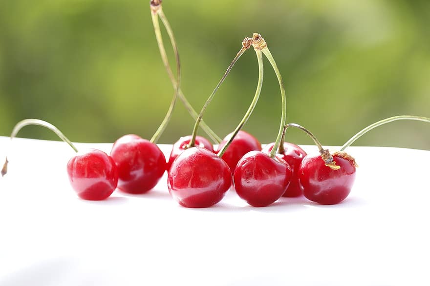 Cherry, Fruit, Juicy, freshness, food, close-up, ripe, summer, healthy eating, berry fruit, green color