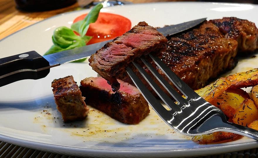 Steak de rumsteck, du boeuf, moi à, manger, steak, tranche, repas, aliments, sarriette, entrée