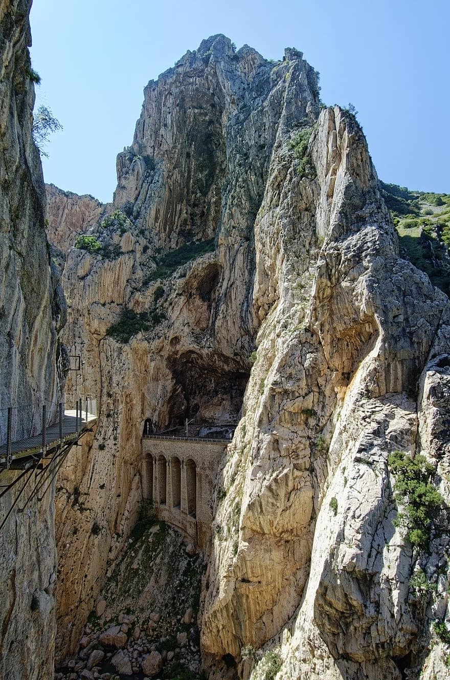 roci, canion, perete abrupt, vale, Spania, Andaluziei, Provincia Malaga, camino del rey, caminito del rey, drumul regal, munţi