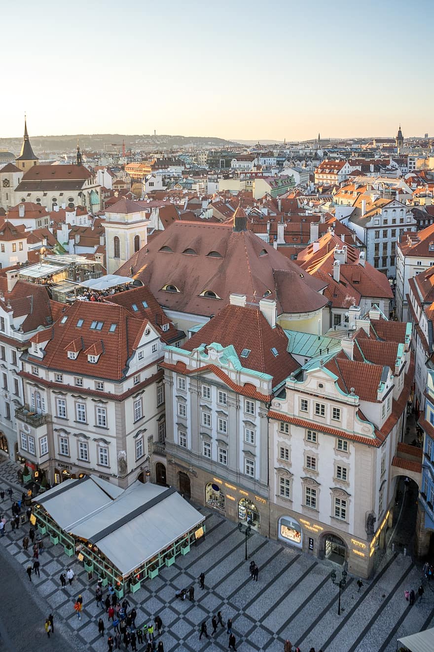 Praga, Republica Cehă, Europa, capitala, praha, turn, centru istoric, clădire, arhitectură, Piața orașului vechi, case